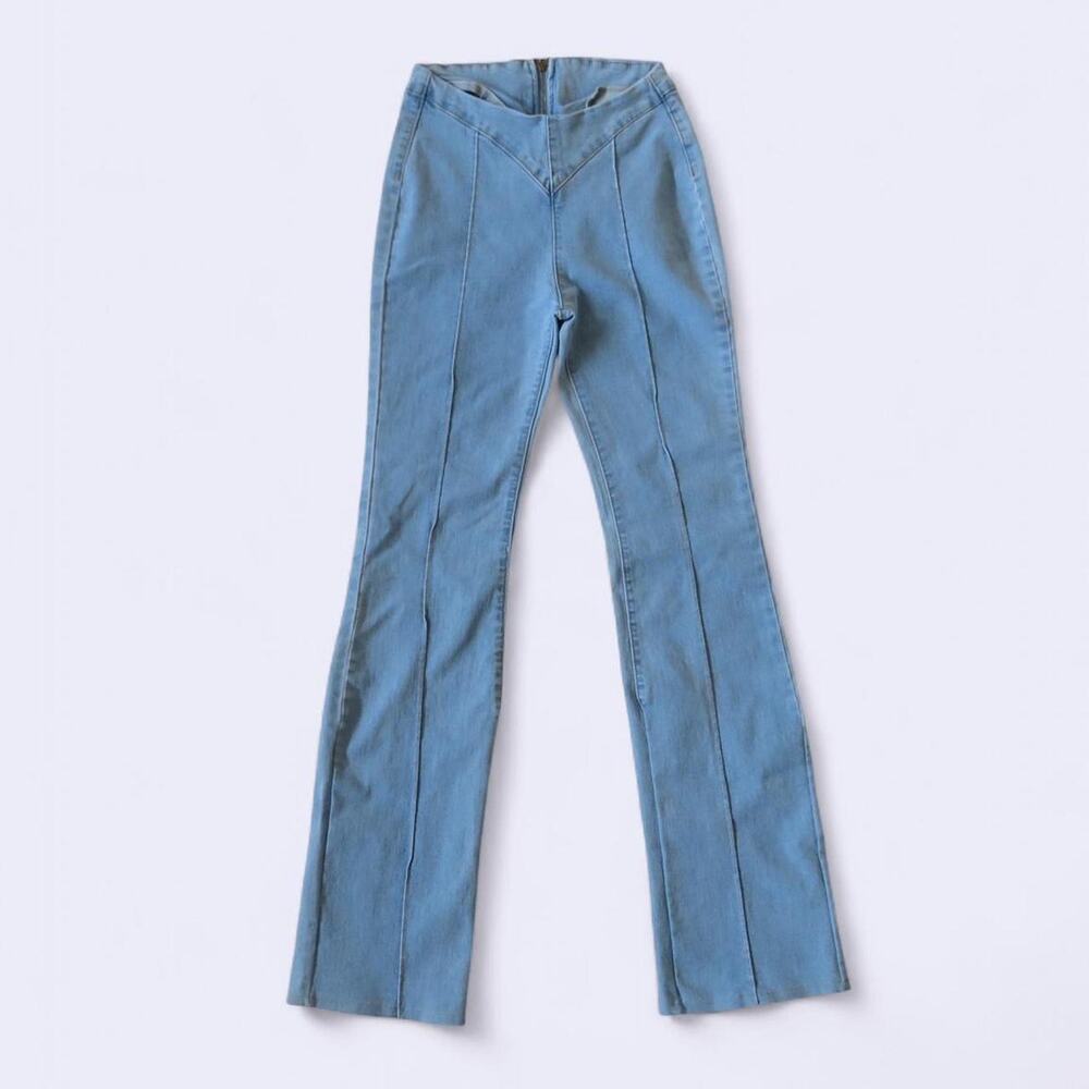 Blue high waisted zip up back